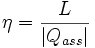 \eta = \frac{L}{|Q_{ass}|}